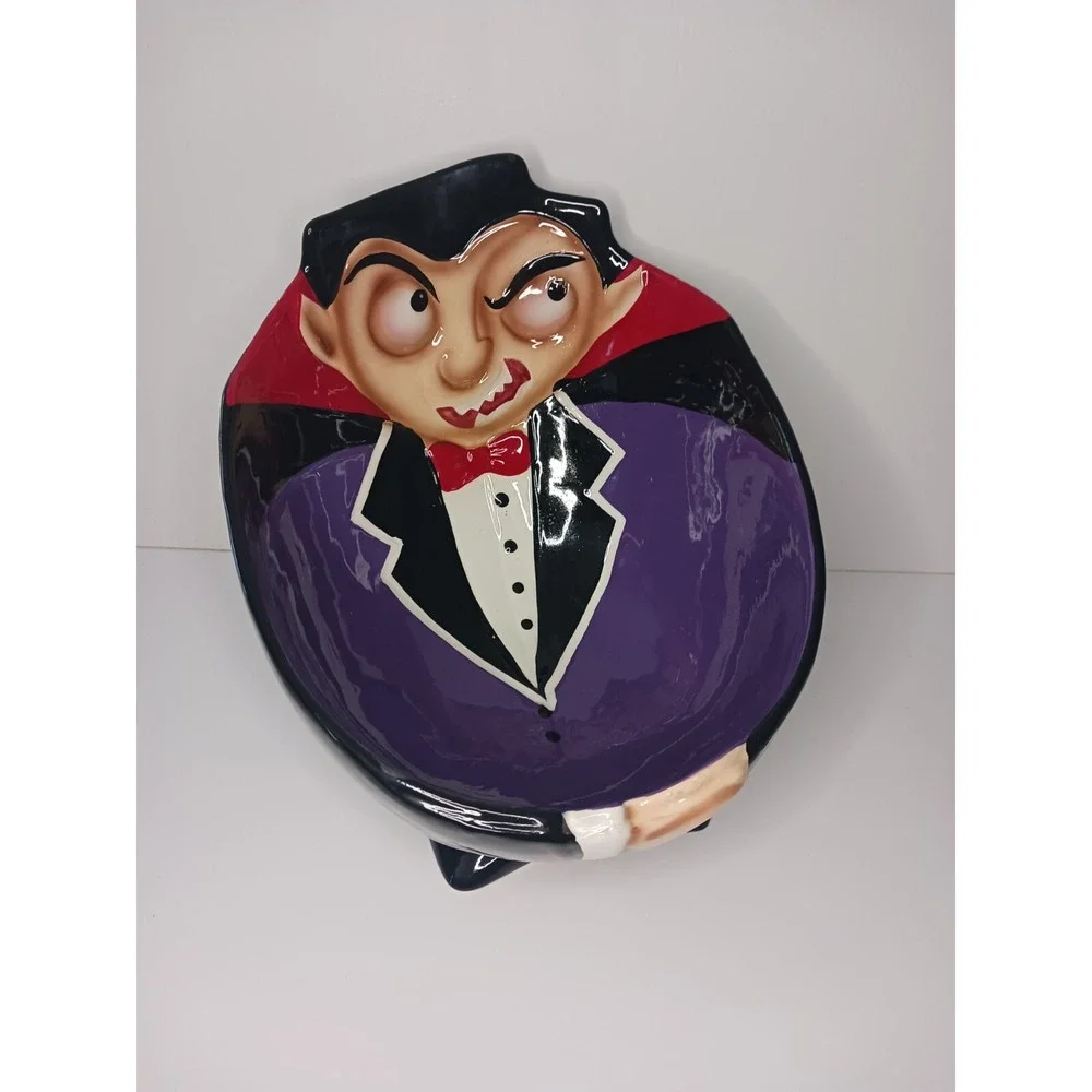 Vampire Halloween Candy Bowl Ceramic Candy Chip Bowl With Box Count Dracula